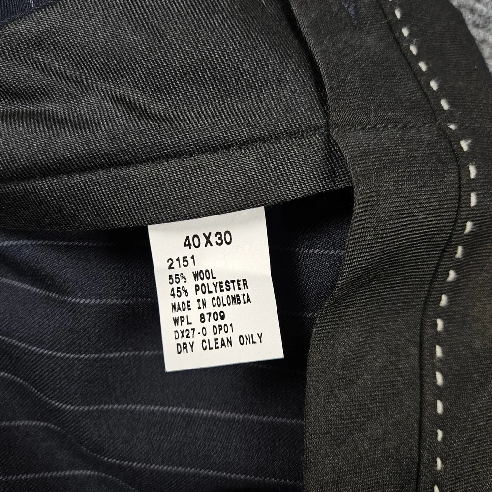 Dockers Premium Mens 40 Navy Pinstripe Pleated Cuffed Wool Blend Dress Pants